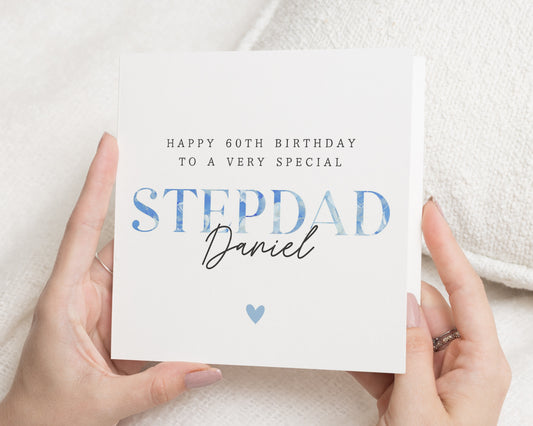 60th Birthday Card for Stepdad, Personalised Step Dad Birthday Card, Birthday Card for Him, Special 60th Birthday Cards