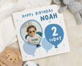 2nd Birthday Card for Boy, Personalised Photo Birthday Card, Second Birthday Card, 2 Today Card, Birthday Card for Son or Grandson