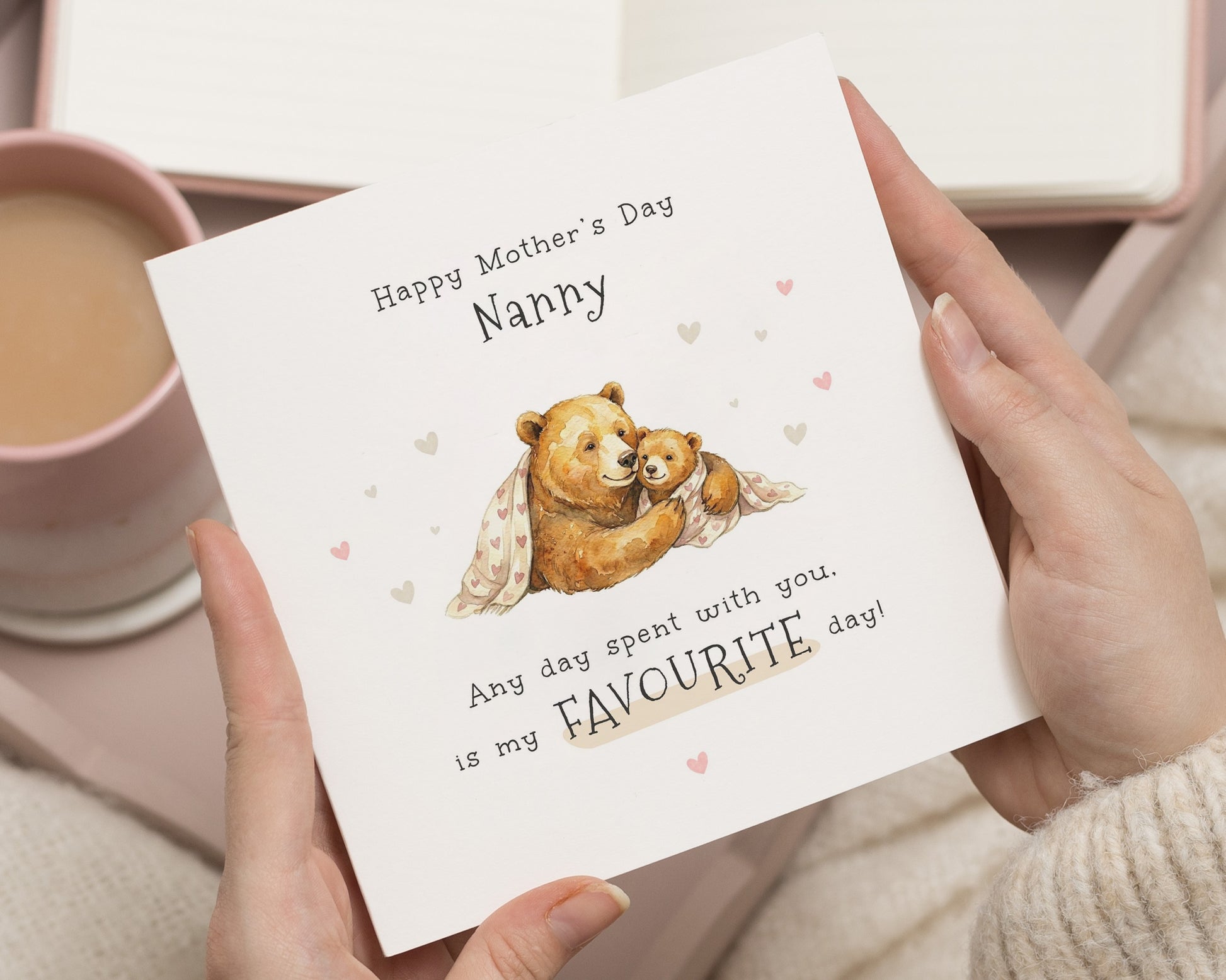 Mother's Day Card for Nanny, Cute Bear Mother's Day Card, Nanny Mother's Day Card, Personalised Mother's Day Card for Grandma, Bear Card