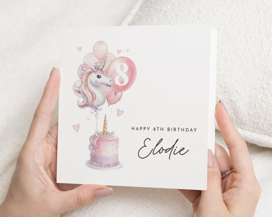 8th Birthday Card for Girl, Unicorn Birthday Card, Personalised Birthday Card, Birthday Card for Daughter, Birthday Card for Niece