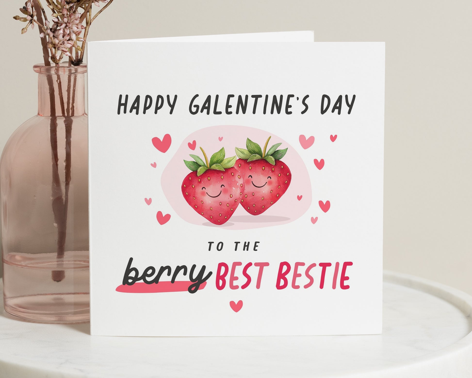 Galentines Day Card for Best Friend, Funny Galentines Card, Berry Bestie Card, Cute Card for Her, Best Friend Card, Strawberry Card