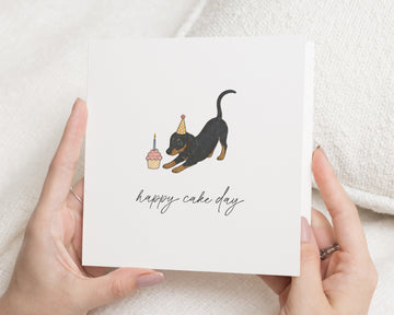 Dog Birthday Card, Dachshund Birthday Card, Happy Cake Day Card, Cute Birthday Card, Birthday Card for Friend, Funny Birthday Card