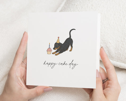 Dog Birthday Card, Dachshund Birthday Card, Happy Cake Day Card, Cute Birthday Card, Birthday Card for Friend, Funny Birthday Card