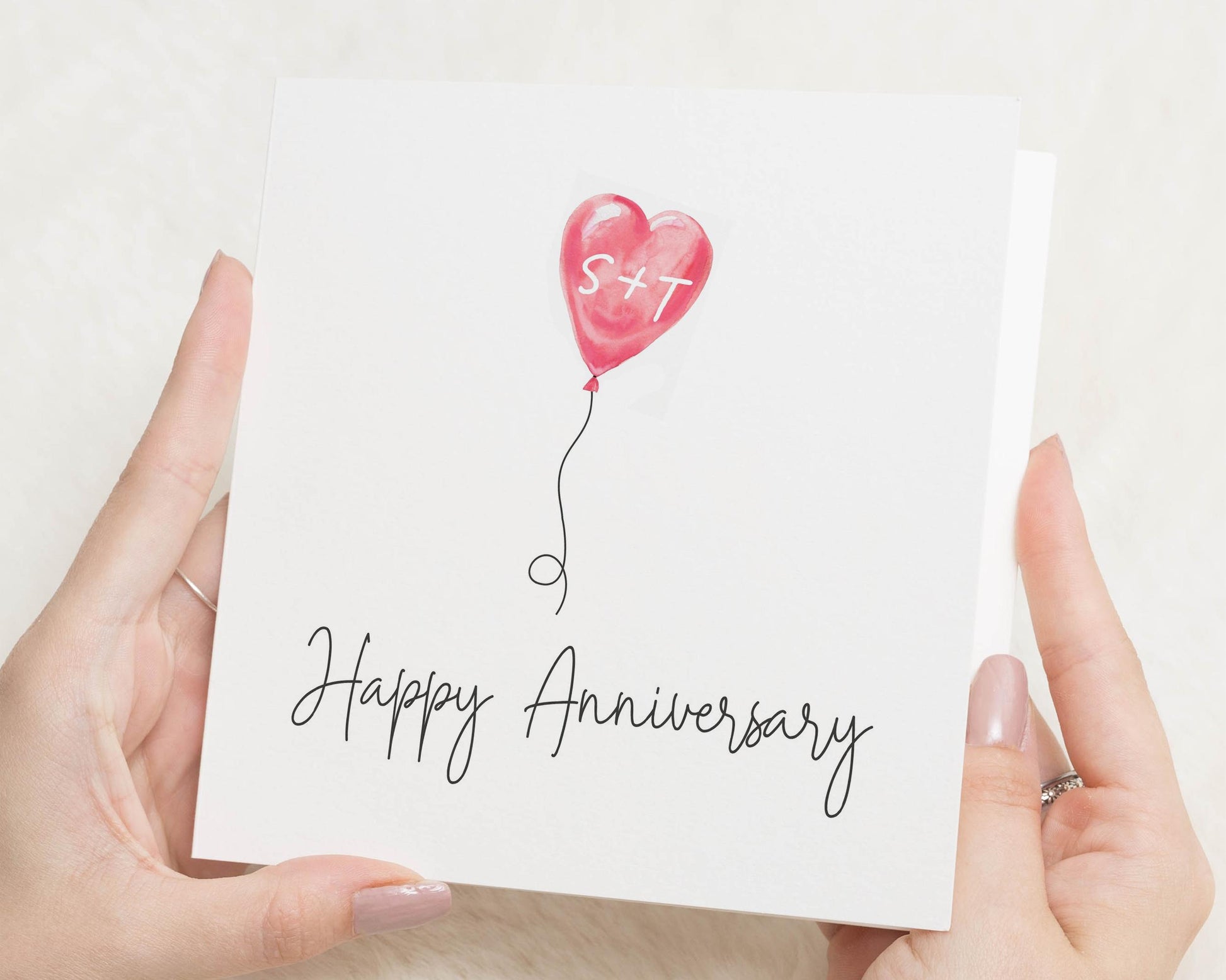 Anniversary Card, Personalised Anniversary Card, Heart Balloon Card, Anniversary Card for Couple, Custom Anniversary Card