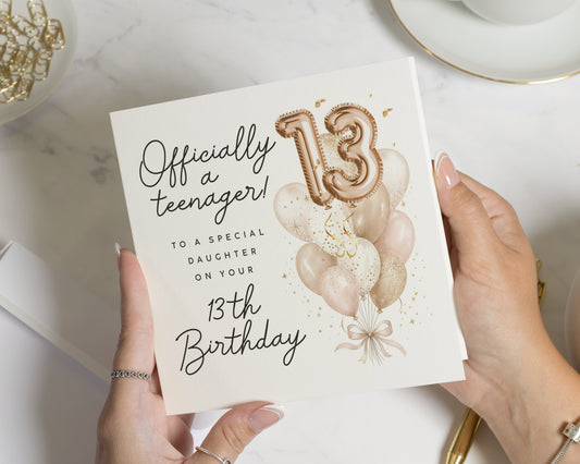 13th Birthday Card for Daughter, Daughter Birthday Card, Official Teenager Card, Birthday Card for Girl, 13th Birthday Cards for Her