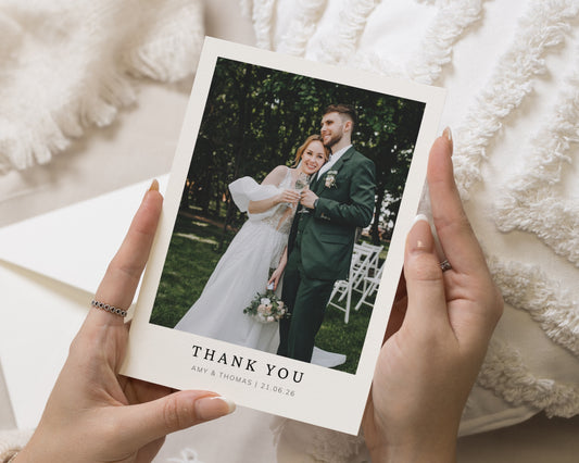 Personalised Wedding Thank You Card, Photo Thank You Card, Simple Wedding Thank You, Custom Thank You Card, Folded A6 Thank You Card