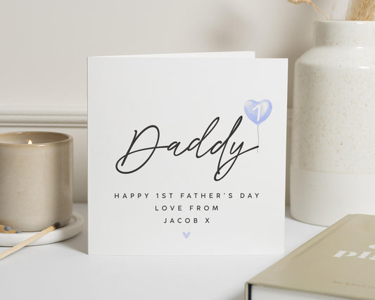 First Fathers Day Card, 1st Fathers Day Card from Baby, Fathers Day Card from Son, Daddy Fathers Day Card, Personalised Card for Dad