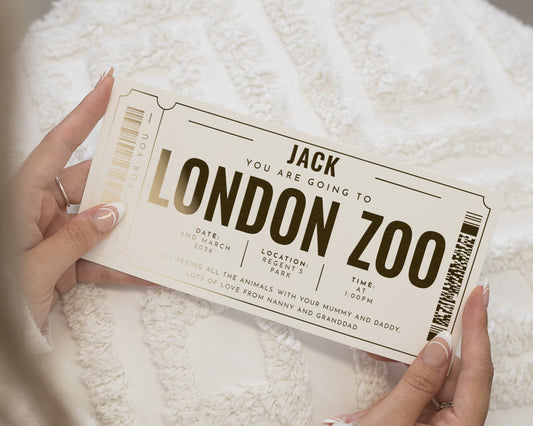 Personalised London Zoo Ticket, Scratch To Reveal Gift, Zoo Day Gift Voucher, Custom Experience Gift For Kids