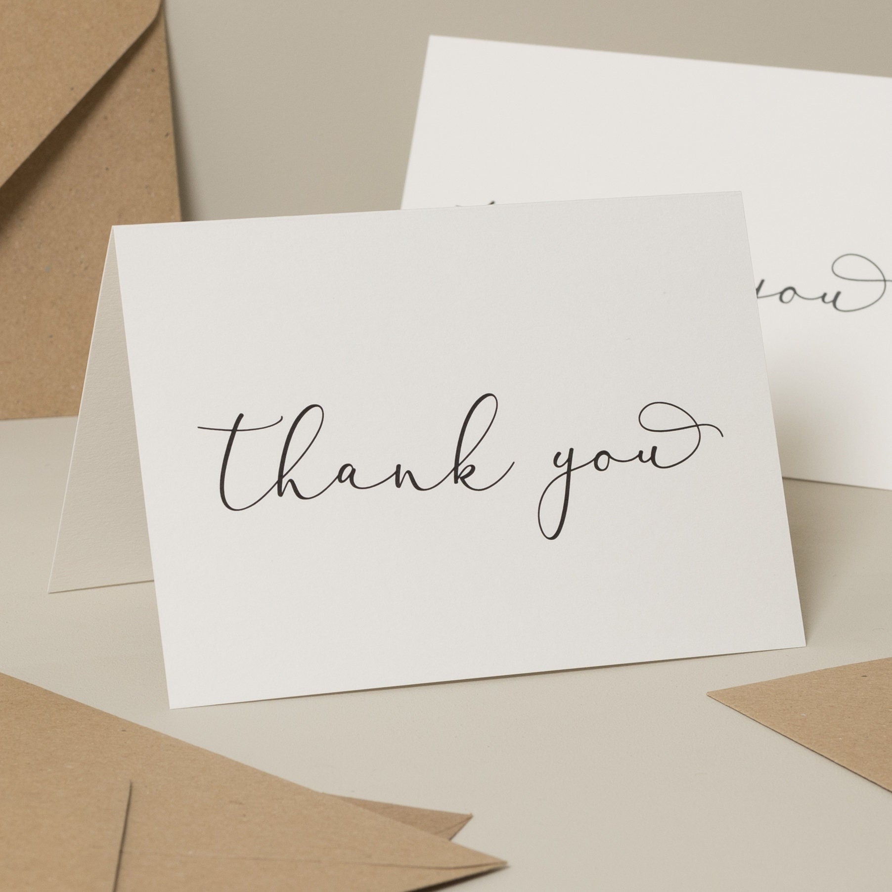 Simple Wedding Thank You Card With Envelopes, Wedding Thank You Postcards, Wedding Thankyou Cards, Simple Wedding Cards