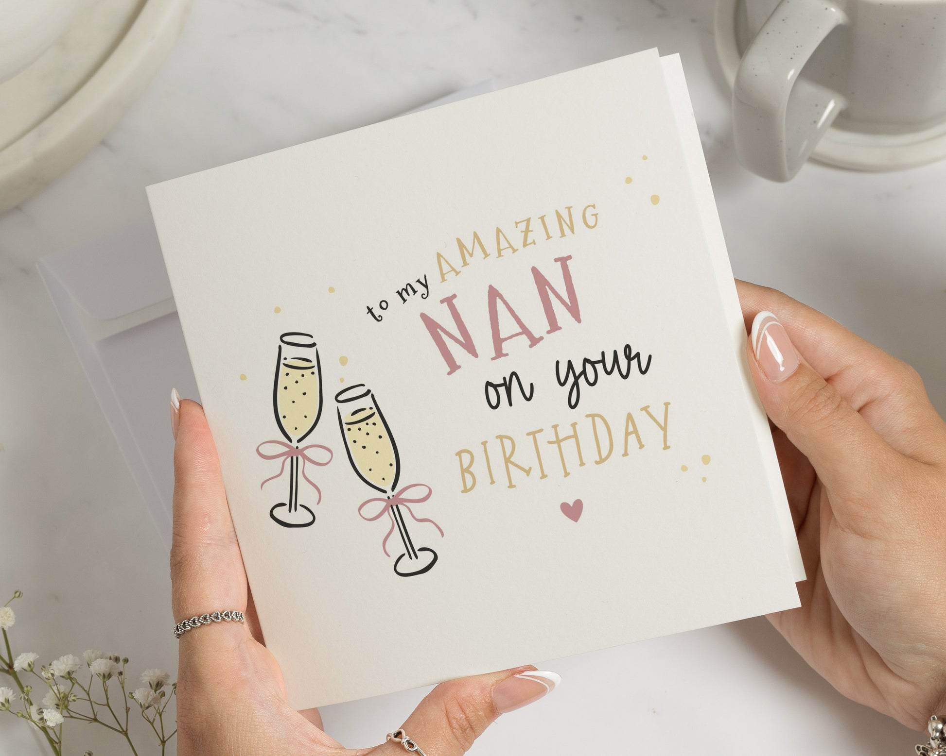Birthday Card for Nan, Amazing Nan Birthday Card, Birthday Card for Grandma, Personalised Card for Her, Champagne Glasses Card
