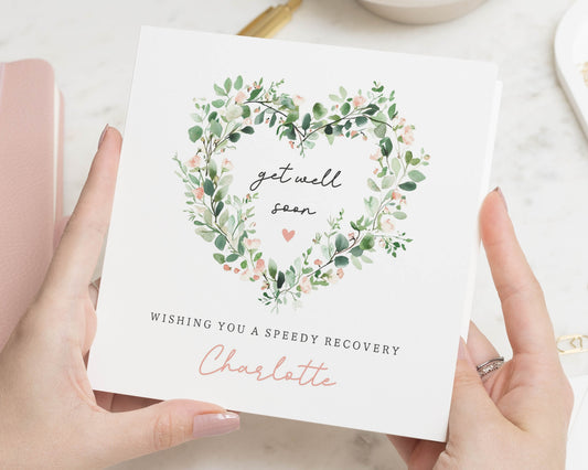 Get Well Soon Card, Personalised Get Well Card, Speedy Recovery Card, Get Well Card for Her, Floral Get Well Card, Custom Name Card