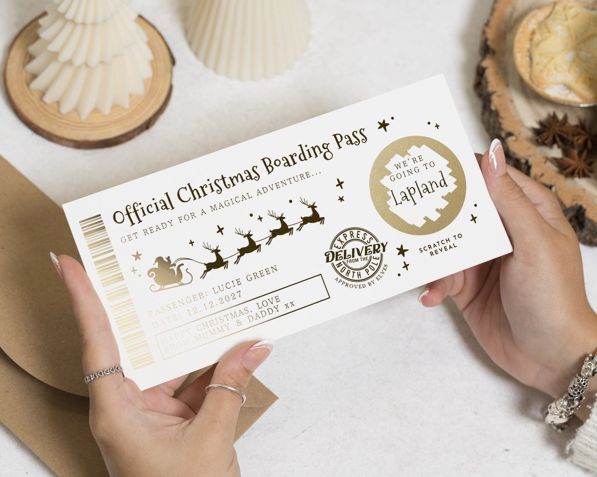 Lapland Gift Voucher, Christmas Boarding Pass, Personalised Scratch To Reveal, Official Lapland Ticket, Gift For Kids