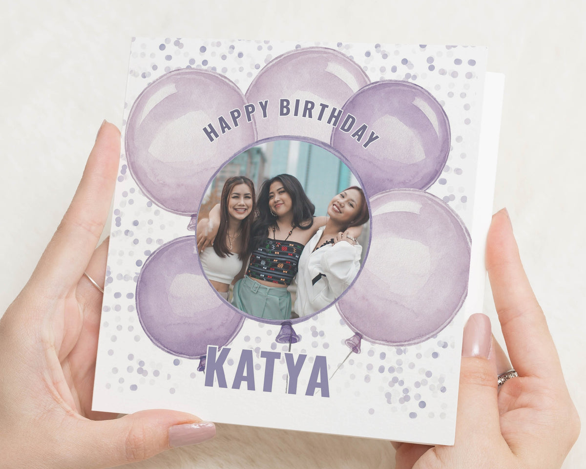 Personalised Birthday Card, Photo Birthday Card, Birthday Card for Friend, Best Friend Birthday Card, Balloon Birthday Card for Her