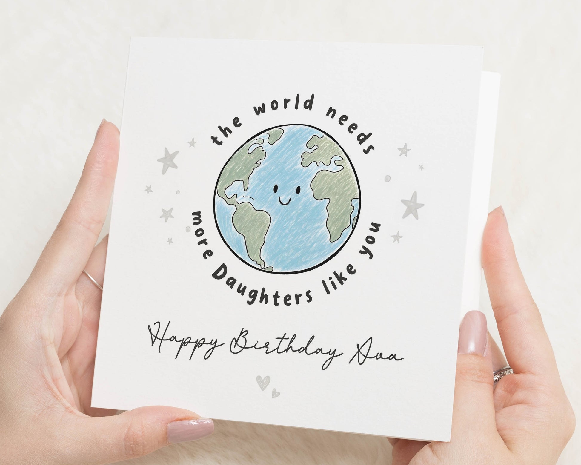 Daughter Birthday Card, Birthday Card for Daughter, Personalised Birthday Card, Cute Birthday Card for Her, Earth World Birthday Card