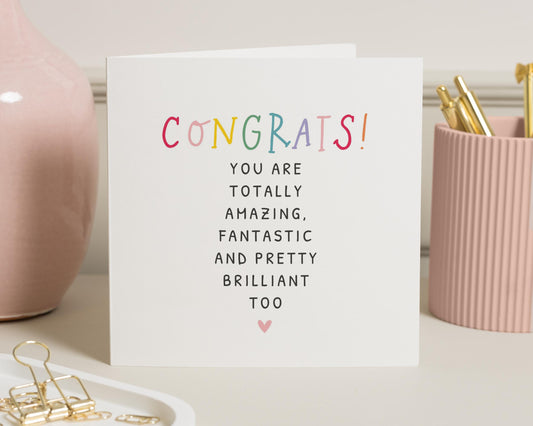 Congratulations Card, Congrats Card, Well Done Card, Amazing Card, Card for Friend, Card for Her, Card for Him, Cute Congratulations Card