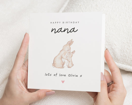 Birthday Card for Nana, Nana Birthday Card, Personalised Bunny Card, Birthday Card for Grandma, Cute Birthday Card for Her