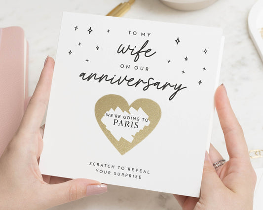 Anniversary Card for Wife, Scratch to Reveal Card, Wife Anniversary Card, Personalised Surprise Trip Card, Holiday Reveal Card