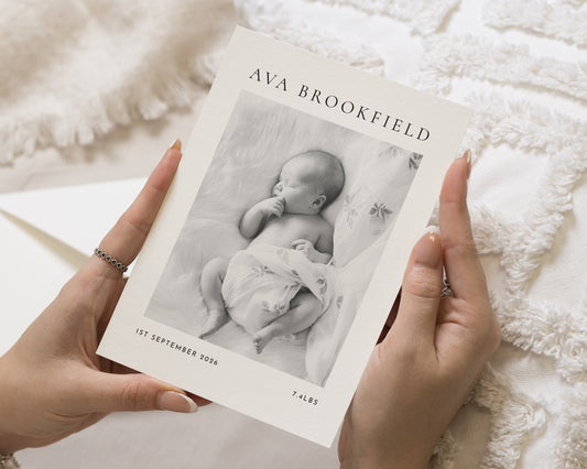 Personalised Baby Thank You Cards, Birth Announcement Card, Photo Baby Thank You Card, Minimal New Baby Thank You Cards, A6 5x7