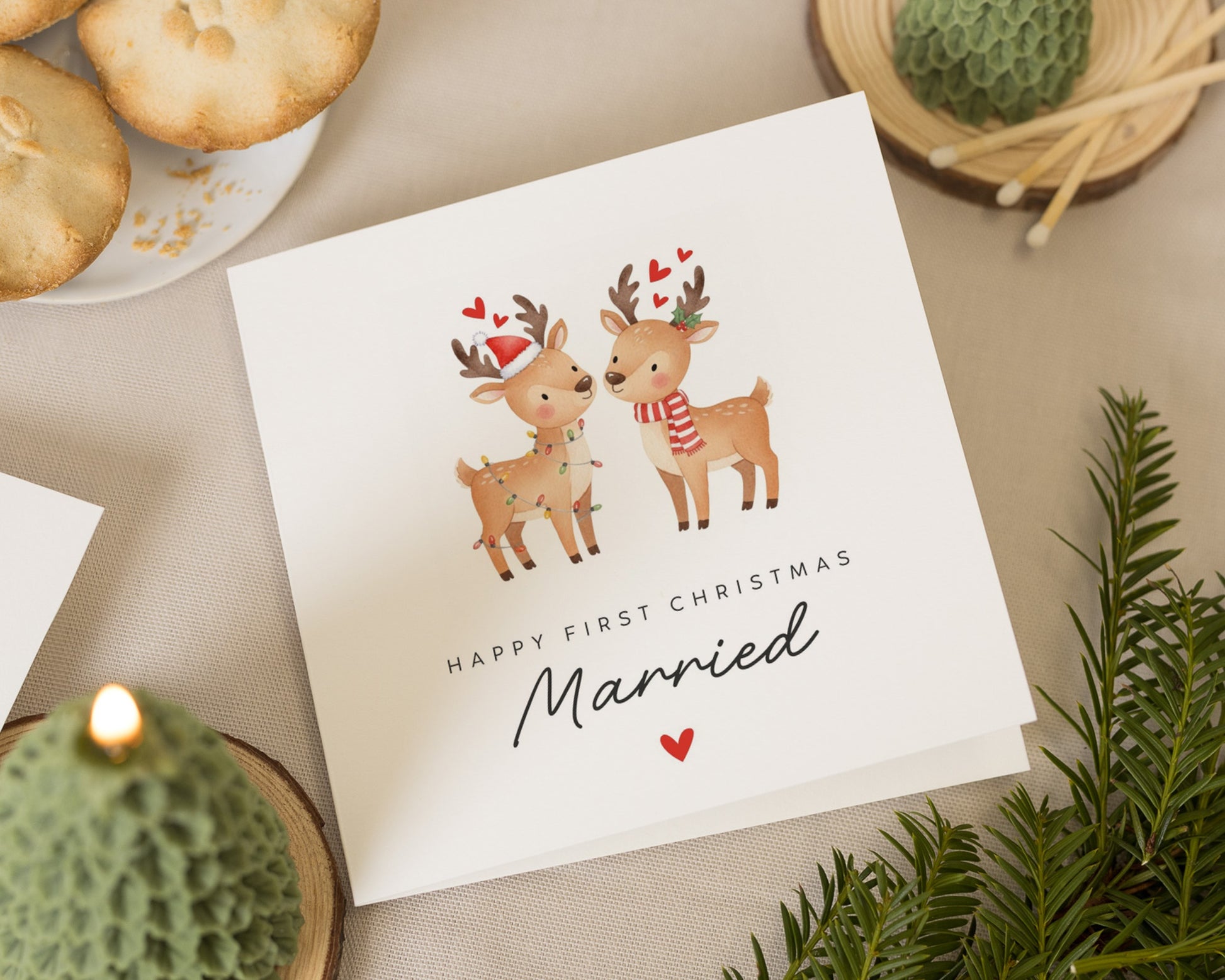 First Christmas Married Card, Married Christmas Card, First Christmas Card, Cute Reindeer Christmas Card, Newlywed Christmas Card