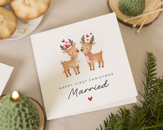 First Christmas Married Card, Married Christmas Card, First Christmas Card, Cute Reindeer Christmas Card, Newlywed Christmas Card