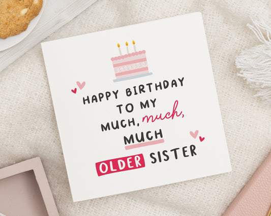 Birthday Card for Sister, Funny Sister Birthday Card, Older Sister Birthday Card, Birthday Card for Her, Humorous Birthday Card