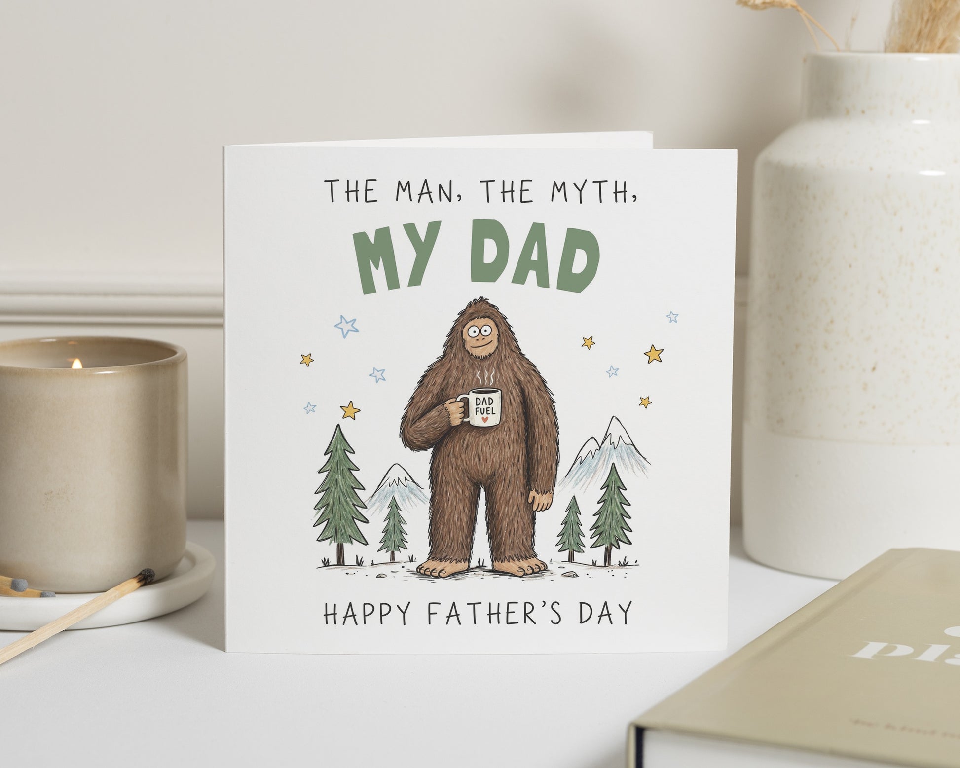 Fathers Day Card for Dad, Funny Fathers Day Card, Dad Card from Daughter or Son, Daddy Papa Card, Bigfoot Card for Him