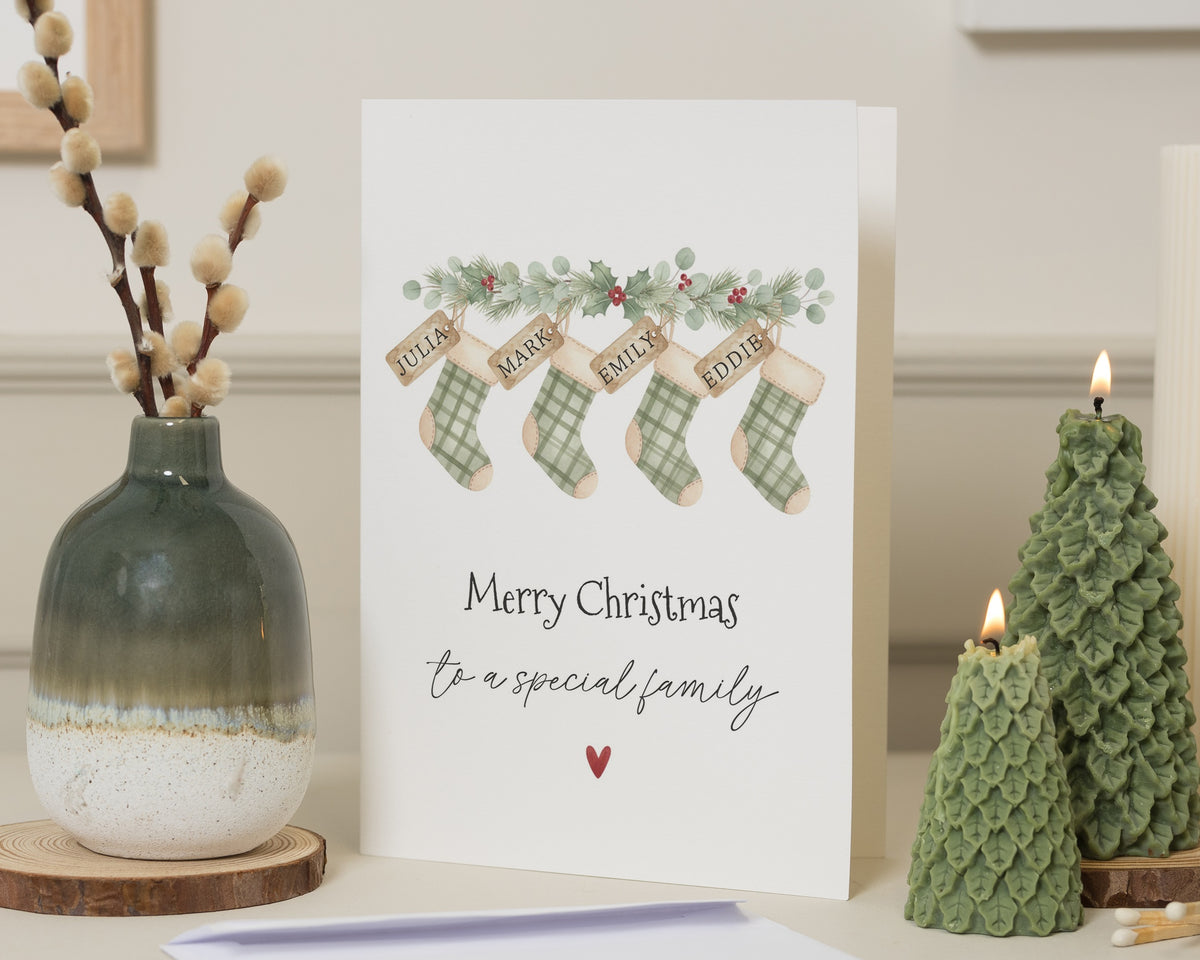 Personalised Christmas Card for Family, Family Christmas Card, Custom Christmas Card, Stocking Christmas Card, Special Family Card