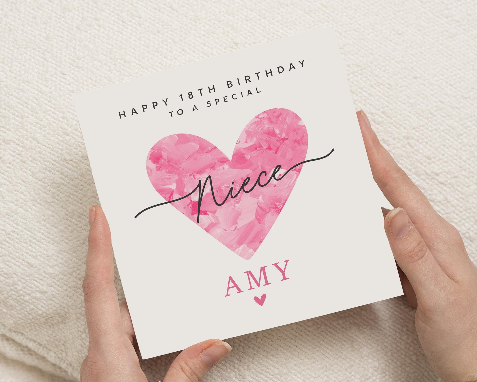 18th Birthday Card for Niece, Personalised Birthday Card for Her, Special Niece Birthday Card, 18th Birthday Card, Pink Heart Card