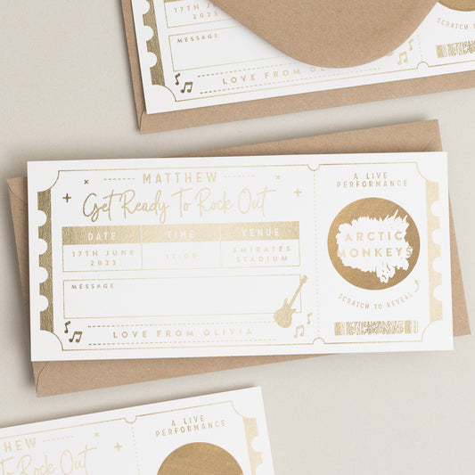 Personalised Gig Gift Voucher, Personalised Gig Ticket, Birthday Gift Ticket, Foil Memorabilia Ticket, Birthday Gift Voucher, Music Ticket