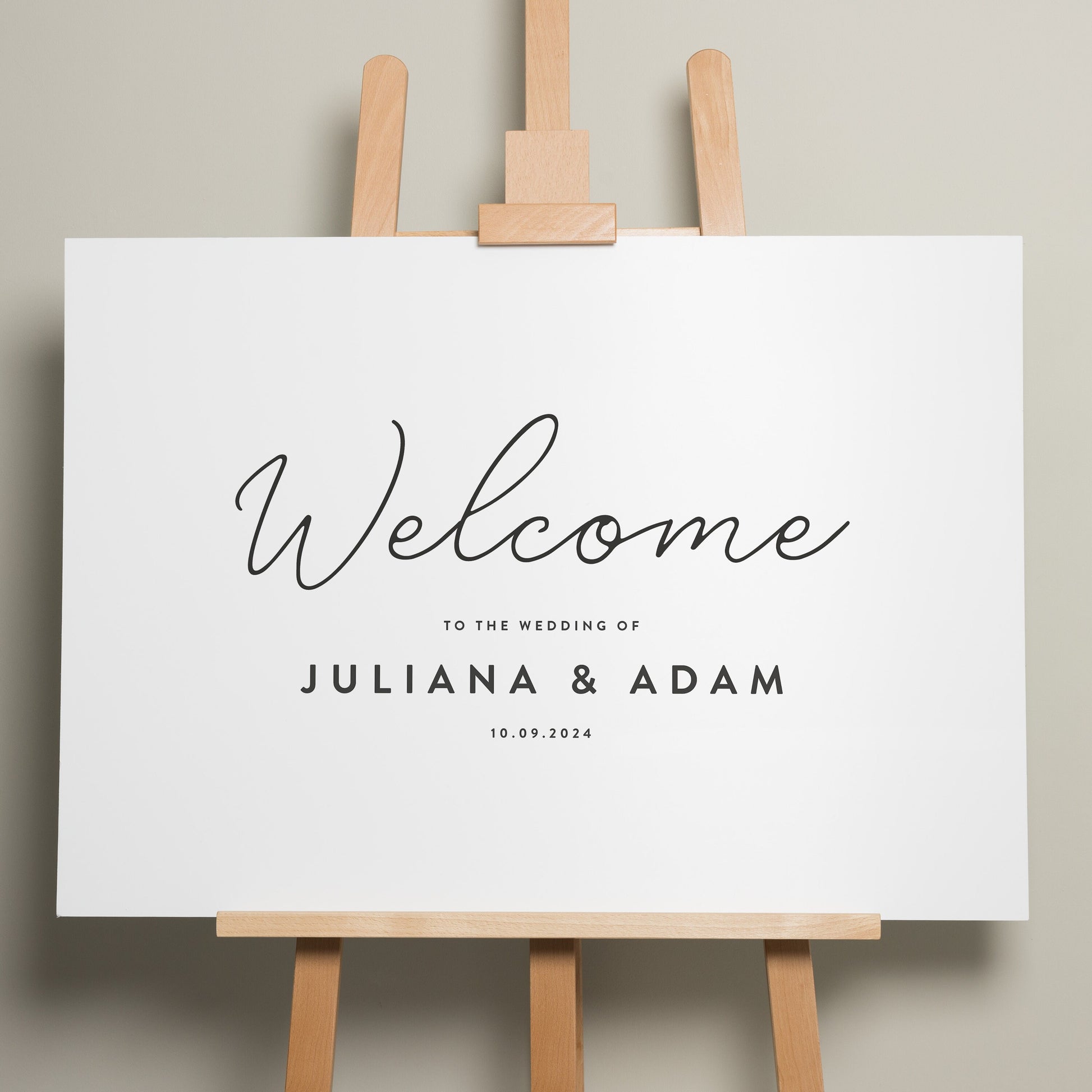 Modern Wedding Welcome Sign, Ceremony Sign, Minimalistic Welcome Sign, Personalised Welcome Sign, Simple Wedding Design &#39;Juliana&#39;