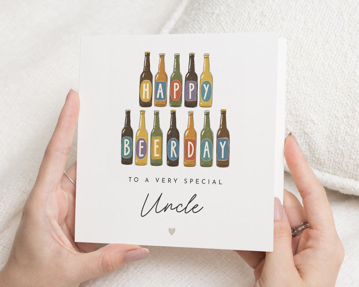 Birthday Card for Uncle, Uncle Birthday Card, Funny Birthday Card for Him, Beer Birthday Card, Happy Beerday Card, Male Birthday Card
