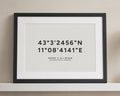 Personalised Coordinates Print, Off White Wall Art, Where It All Began Print, Wedding Gift, Anniversary Gift, Black Framed Print