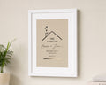 Personalised Gold Foil First Home Print, Beige Wall Art, New Home Gift for Couple, House Warming Gift, White Framed Print