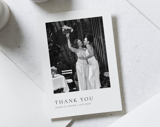 Personalised Wedding Thank You Card, Photo Wedding Thank You Card, Minimalist Thank You Card, Wedding Thank You Cards, A6 or 5x7