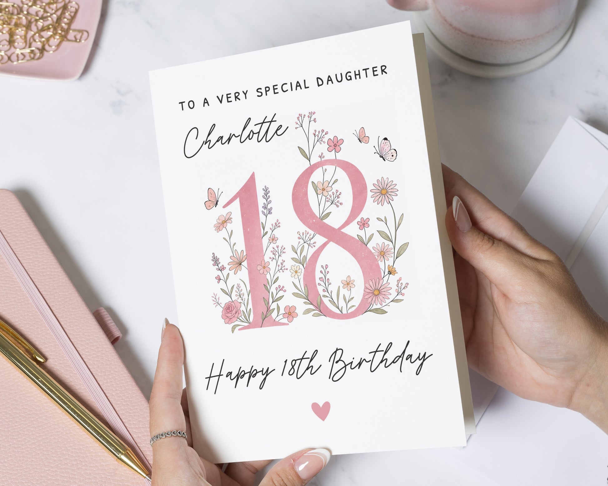 18th Birthday Card for Daughter, Daughter 18th Birthday Card, Personalised Birthday Card for Daughter, Floral Birthday Card for Her
