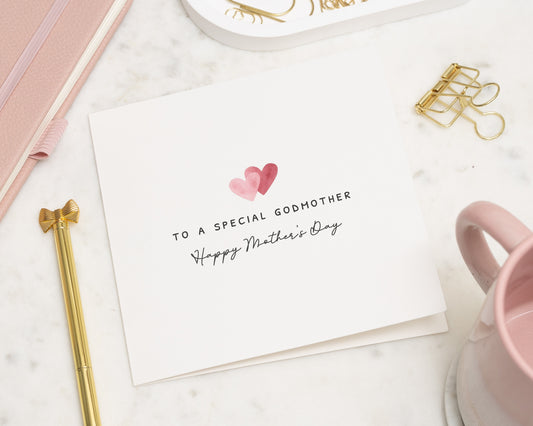 Mother's Day Card for Godmother, Special Godmother Card, Mother's Day Card, Card for Her, Simple Mother's Day Card, Cute Heart Card