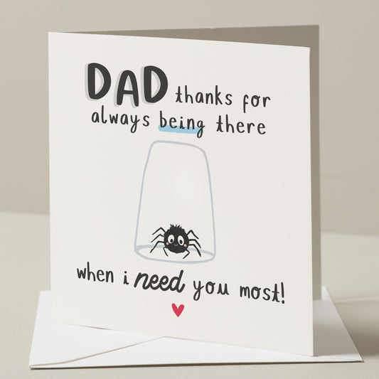 Funny Fathers Day Card, Dad Spider Father&#39;s Day Card, Fathers Day Card From Daughter, Fathers Day GIft, For Dad, From Daughter, Fathers Gift