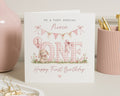 1st Birthday Card for Niece, First Birthday Card, Niece Birthday Card, Bunny Birthday Card, Cute Pink Birthday Card for Girl