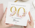 90th Birthday Card for Mum, Floral Birthday Card, Birthday Card for Her, Mum Card, Printed Metallic Effect