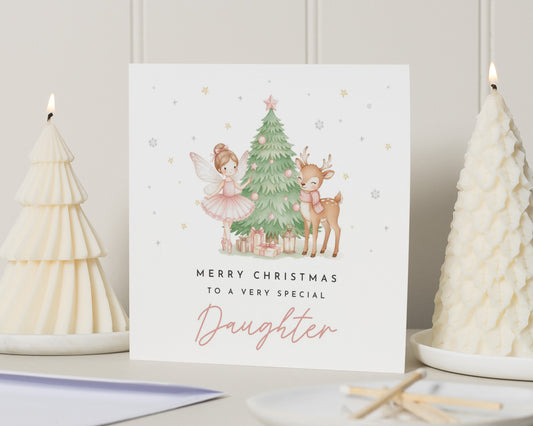 Daughter Christmas Card, Christmas Card for Daughter, Personalised Christmas Card, Cute Christmas Card for Girl, Fairy Reindeer Card