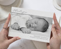 Black & White Photo Folded Thank You Cards, New Baby Photo Thankyou Cards, Baby Personalised Thank You Card, New Baby Boy Announcement Cards