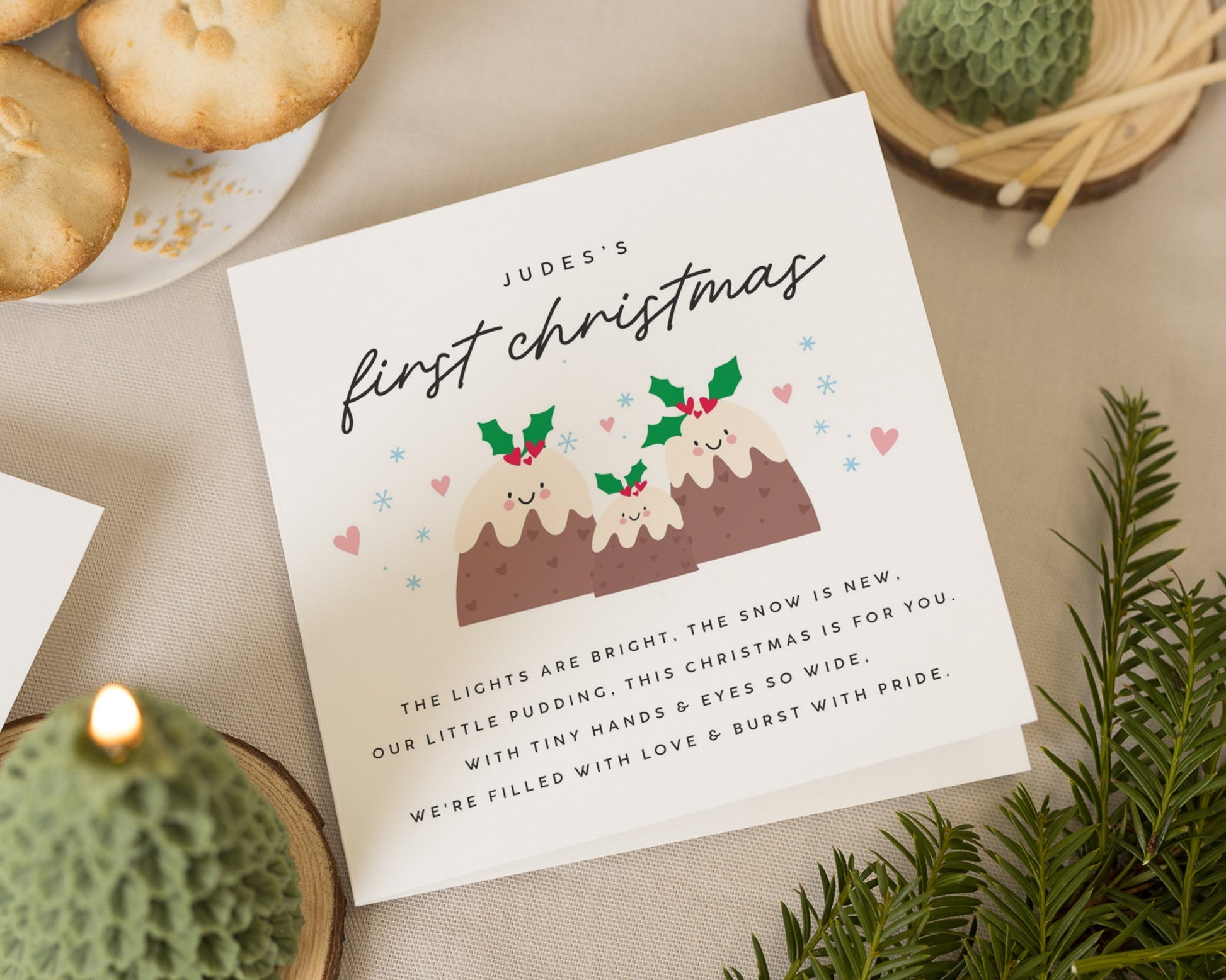 First Christmas Card, Personalised First Christmas Card, Baby Christmas Card, Christmas Card for Baby, Cute Christmas Card, Pudding Card