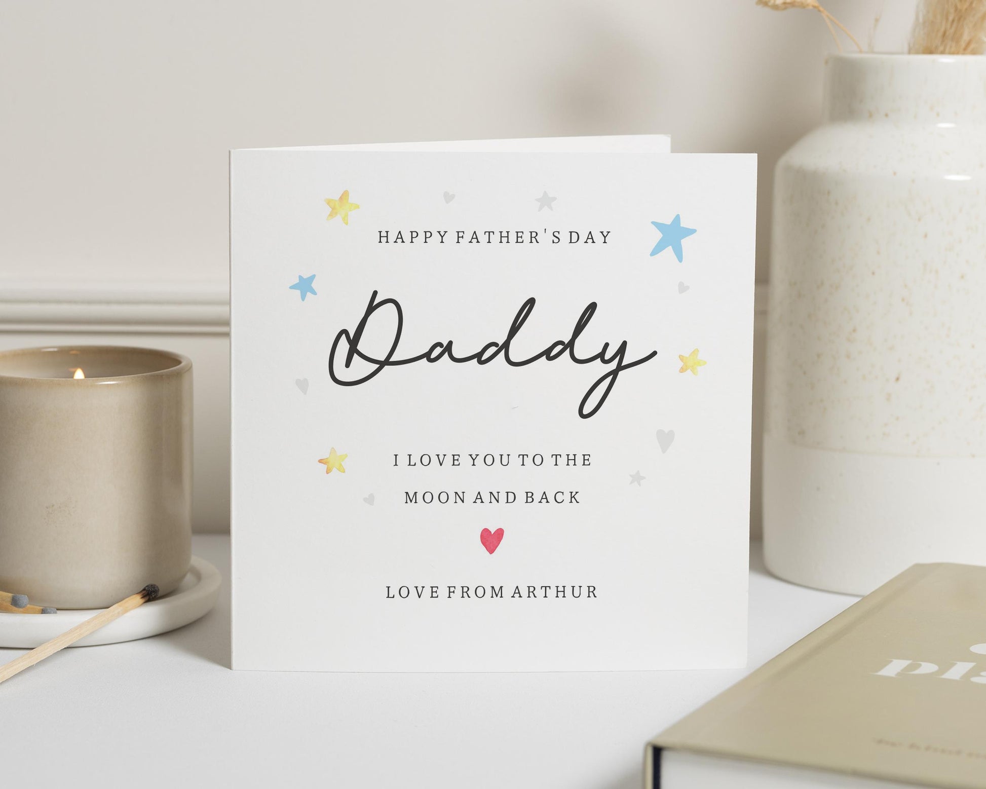 Fathers Day Card for Daddy, Fathers Day Card from Child, I Love You to the Moon and Back Card, Personalised Fathers Day Card