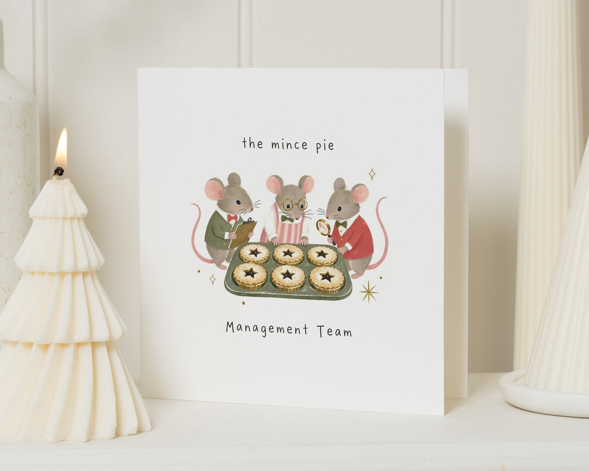 Funny Christmas Card, Cute Christmas Card, Mouse Christmas Card, Mince Pie Christmas Card, Workplace Christmas Card, Office Christmas Card