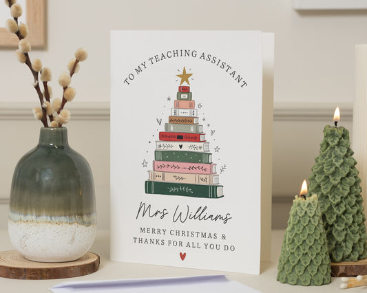 Teaching Assistant Christmas Card, Teaching Assistant Thank You Card, Personalised Teacher Xmas Card, School Staff Christmas Card