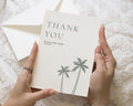 Personalised Wedding Thank You Cards, Wedding Thank You Cards, Thank You Cards, Tropical Palm Thank You Card, Minimal Folded Wedding Card