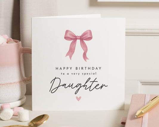 Daughter Birthday Card, Birthday Card for Daughter, Birthday Card for Her, Cute Birthday Card, Pink Bow Card, Special Daughter Card