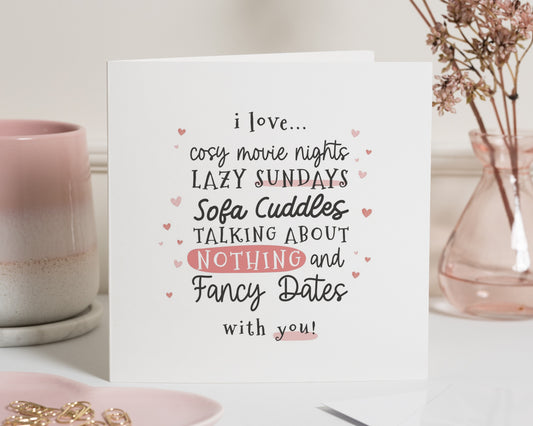 Romantic Card for Her, Anniversary Card for Girlfriend, Wife, Cute Love Card, Valentines Day Card, I Love You Card, Fancy Date Card