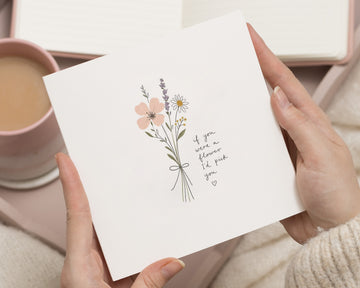 Just A Note Card, Thinking of You Card, Love Card for Her, Romantic Card for Him, Valentines Card, Anniversary Flower Card