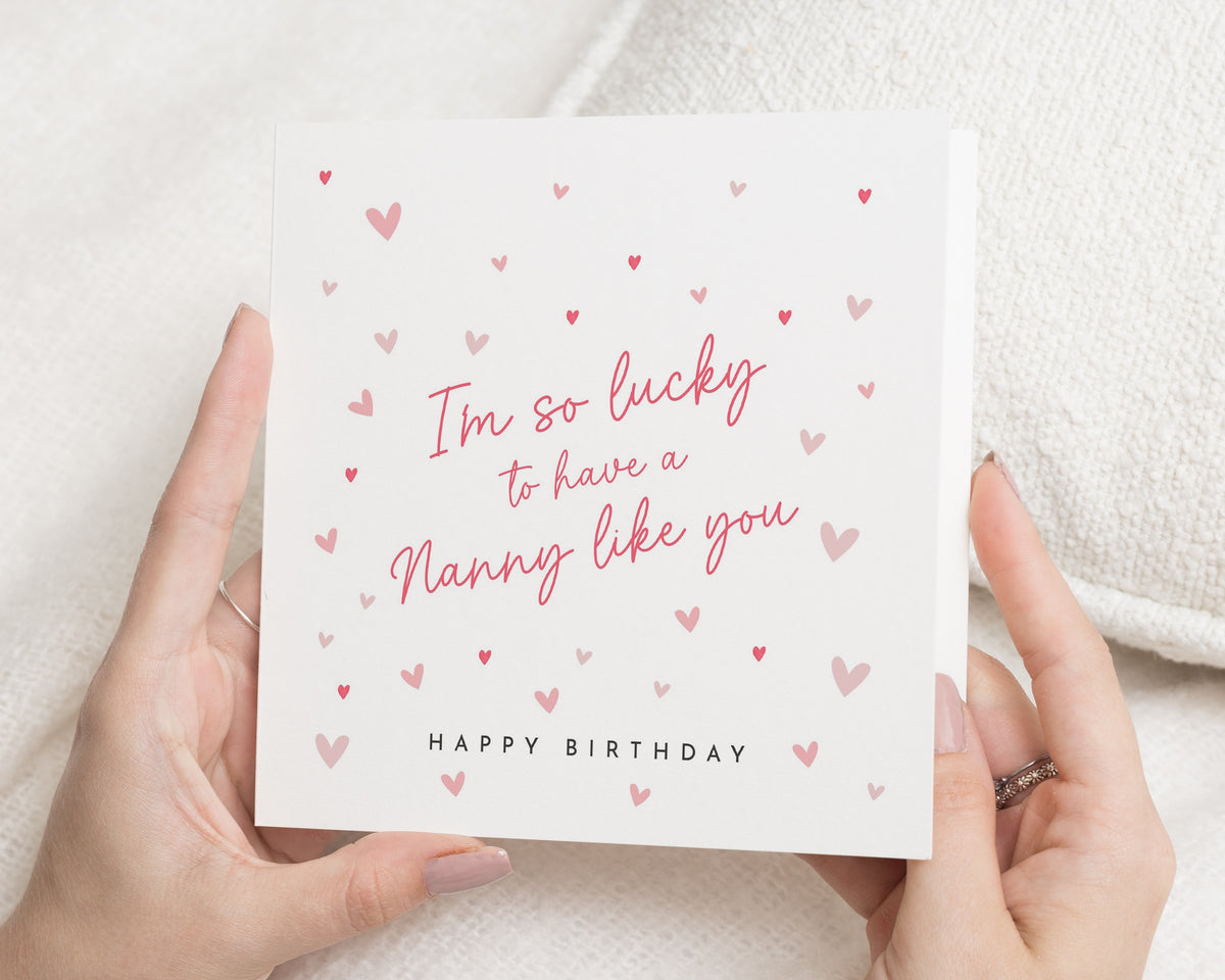 Birthday Card for Nanny, Nanny Birthday Card, Grandma Birthday Card, Birthday Card for Her, Nan Birthday Card, Cute Heart Birthday Card